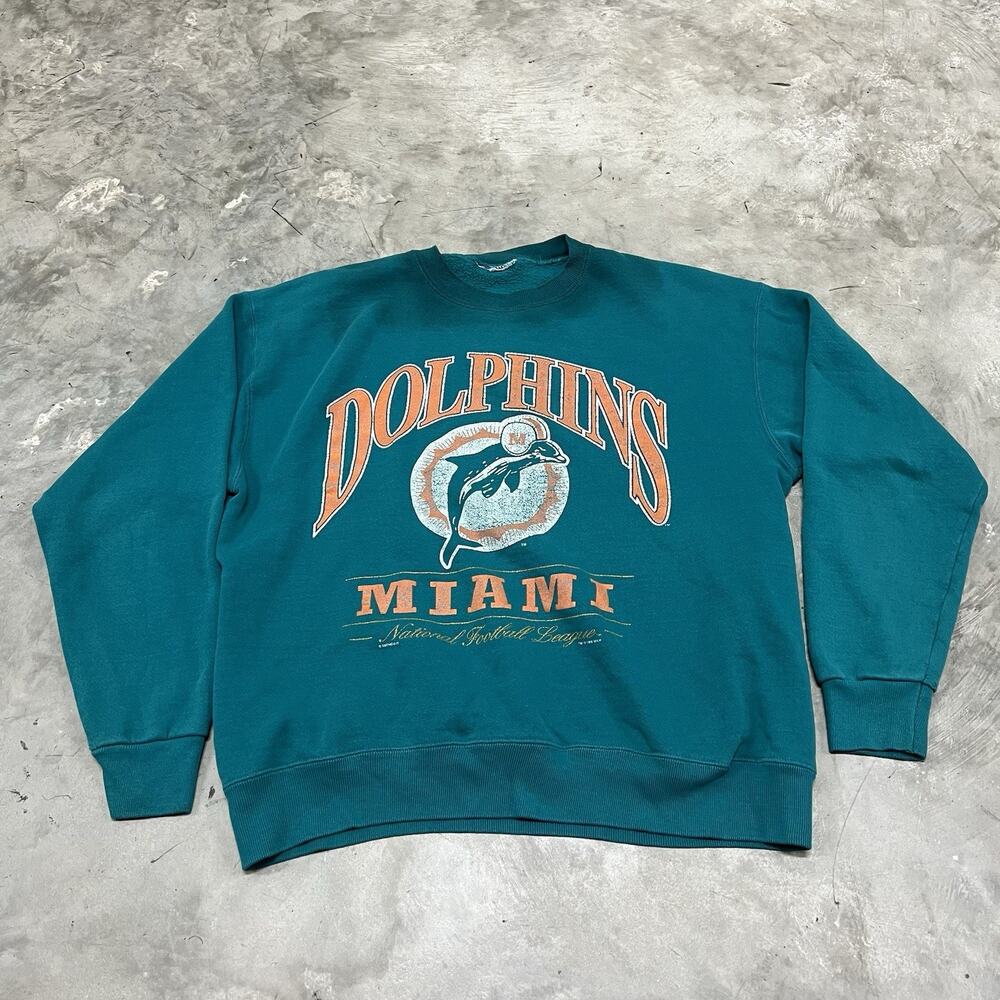 Vintage Lee Sport Nutmeg 1996 Miami Dolphins NFL Crewneck Sweater Sweatshirt